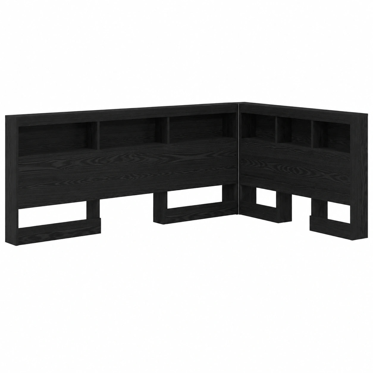Cabecero Esquinero de Madera con Estantes Abiertos para Dormitorio, Compatible con Camas 135x190cm