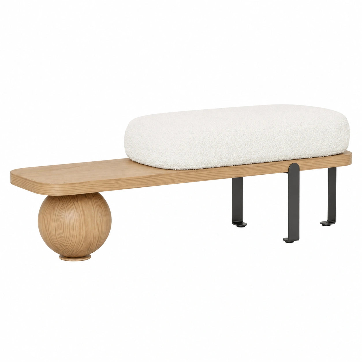 Banco de almacenamiento de madera con diseño moderno y patas de metal, ideal para pasillo, dormitorio o salón, 120x35x42 cm, acabado natural