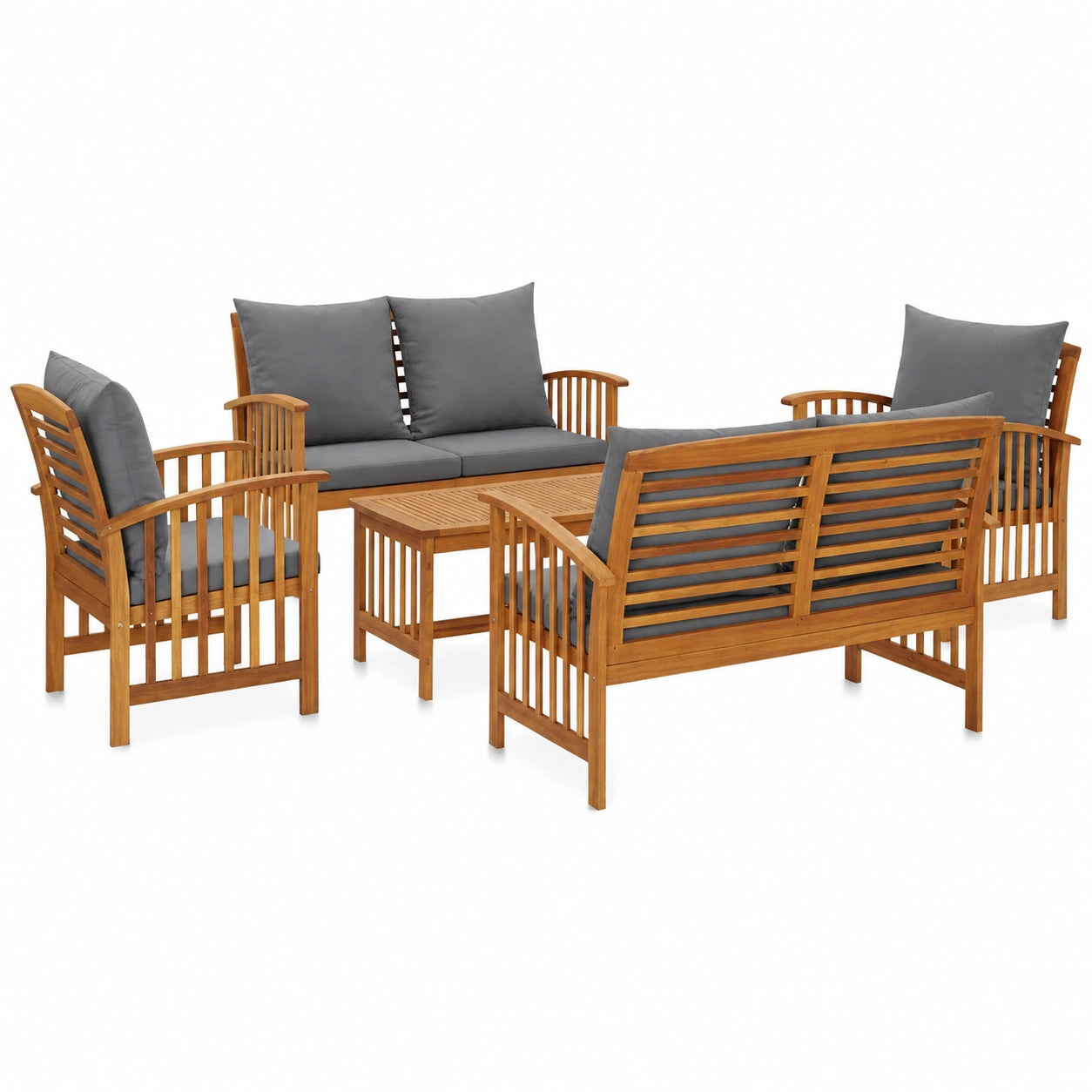 Conjunto de Muebles de Jardín 5 Piezas de Acacia con Cojines