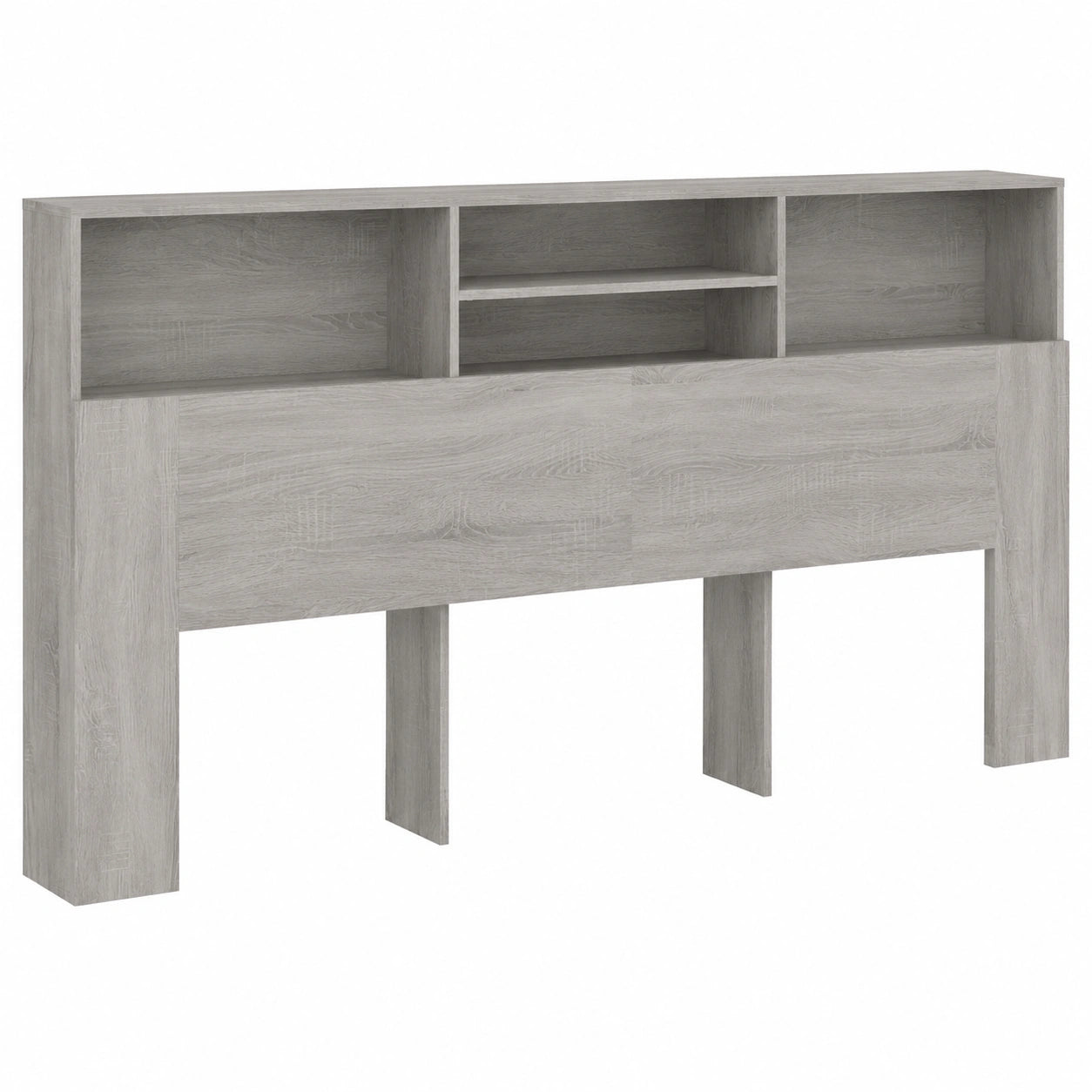 Estante Cabecero con Almacenaje para Dormitorio, Gris Sonoma, 200x19x103,5 cm