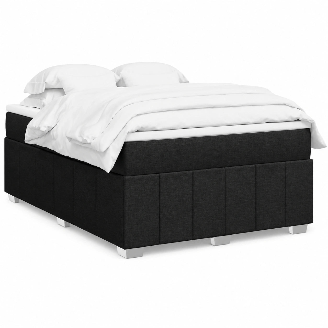 Cama Individual Moderna con Somier Clásico 140 x 190 cm - Tela Negra