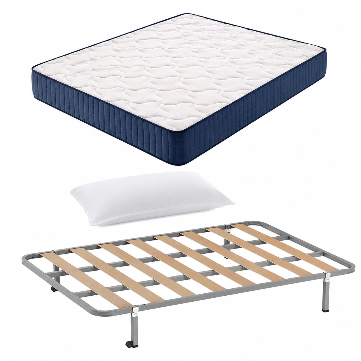 Cama Completa 120x190cm con Colchón Viscoelástico Reversible y Somier, Almohada de Regalo