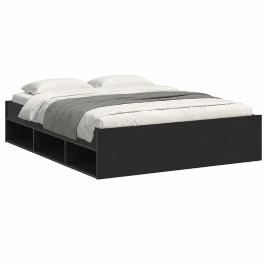 Cama de Madera Negra 160x200 cm para Dormitorio Moderno