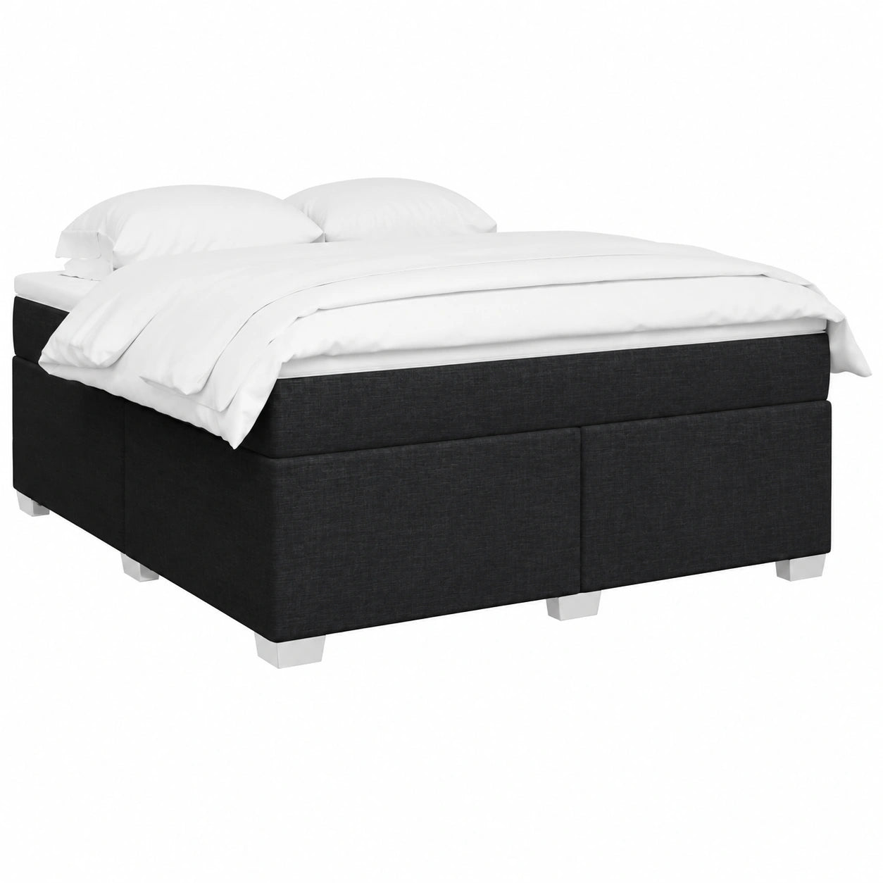 Cama de Muelles con Colchón Negro, Tela 180x200 cm, Diseño Clásico