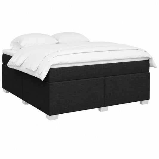 Cama de Muelles con Colchón Negro, Tela 180x200 cm, Diseño Clásico