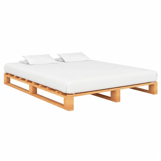 Cama de Madera de Pino Maciza 180x200 cm con Somier, Diseño Moderno