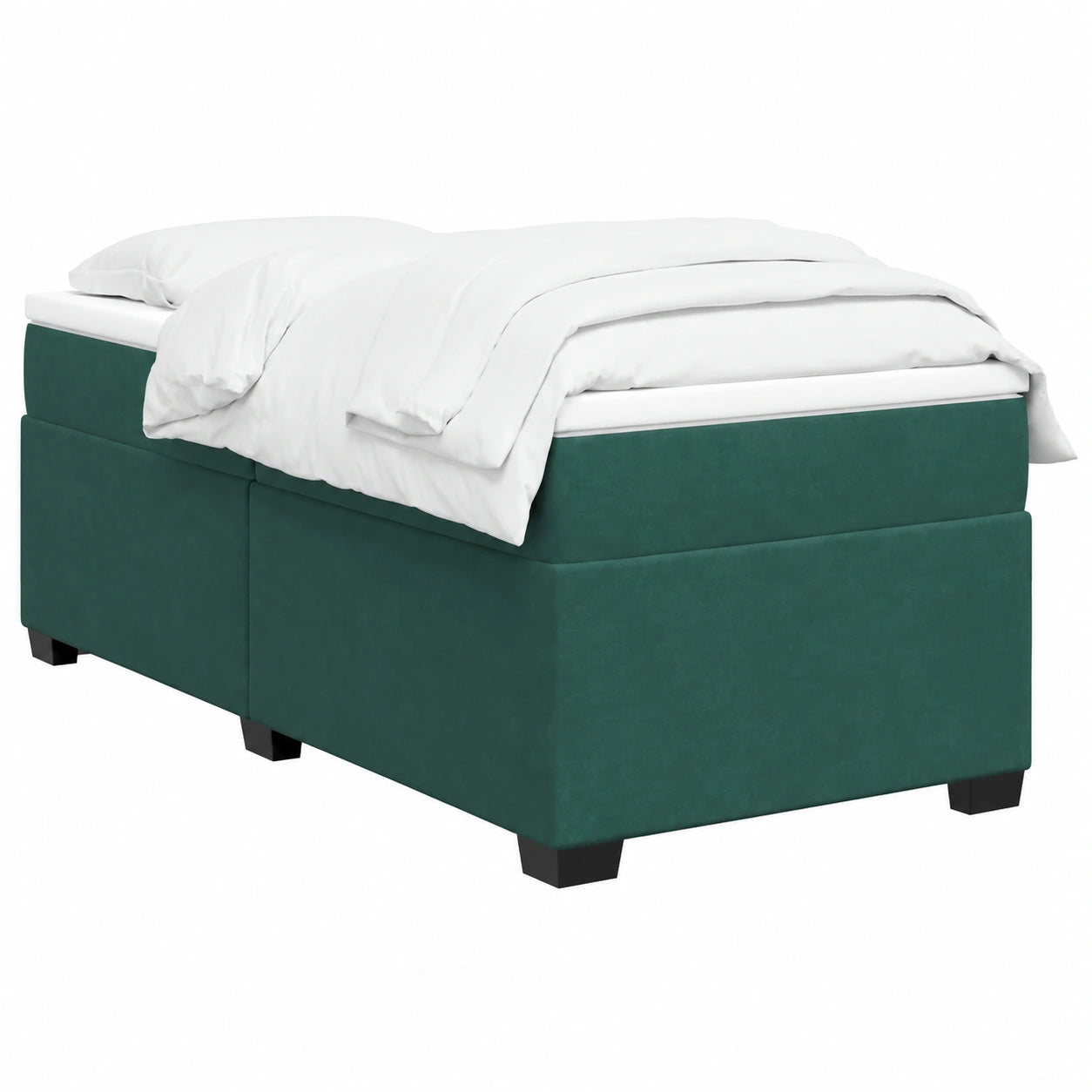 Estructura de Cama de Terciopelo Verde Oscuro con Colchón, 90x190 cm, Estilo Clásico