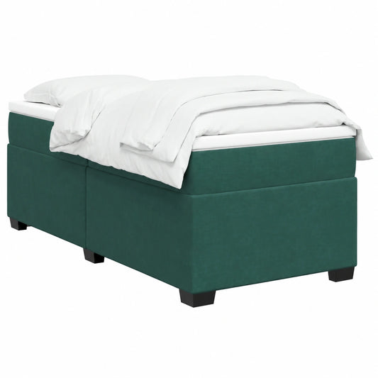 Estructura de Cama de Terciopelo Verde Oscuro con Colchón, 90x190 cm, Estilo Clásico
