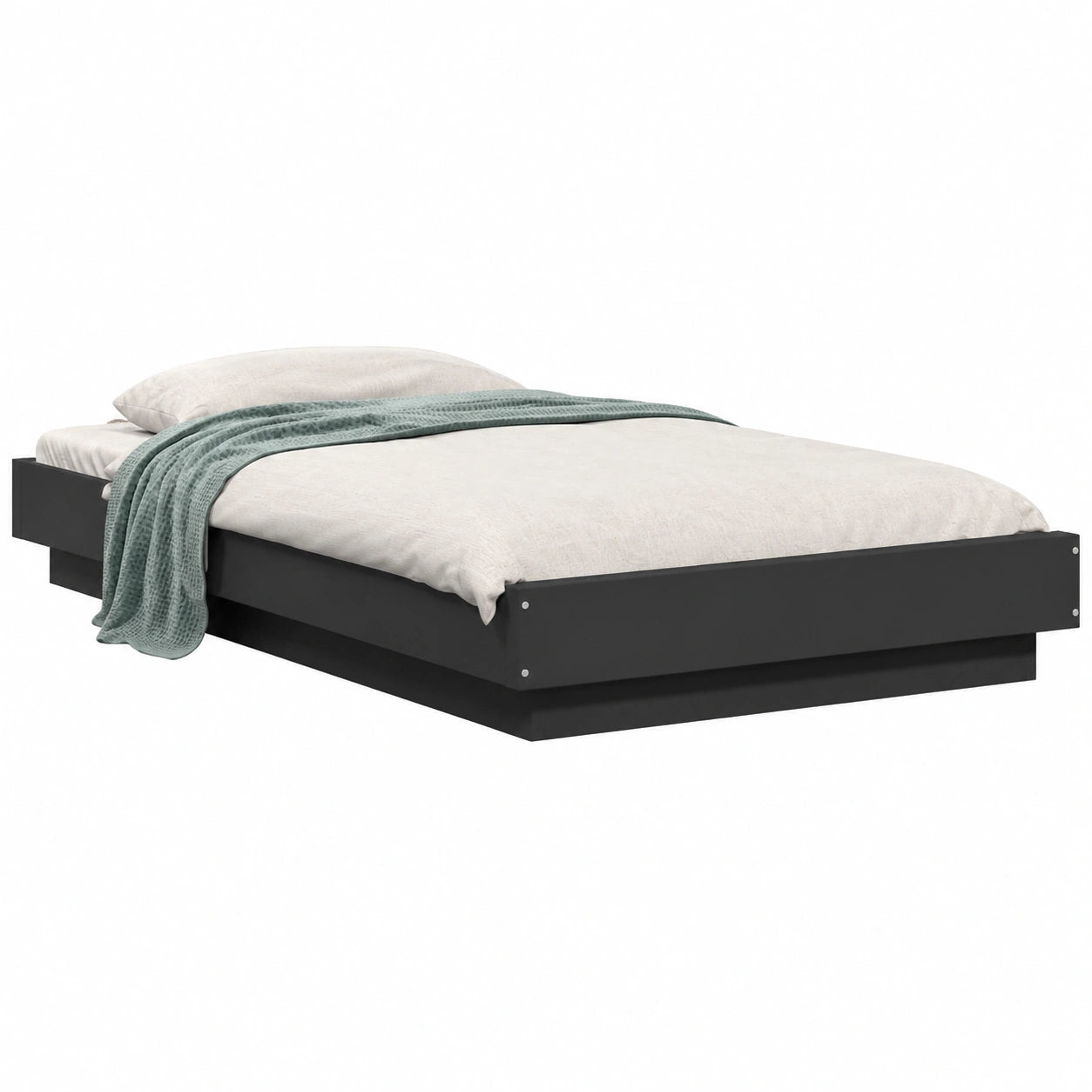 Estructura de Cama con Luces LED Negro 90x190 cm de Madera para Dormitorio