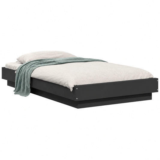 Estructura de Cama con Luces LED Negro 90x190 cm de Madera para Dormitorio