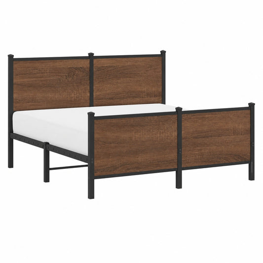 Estructura de Cama de Metal Roble Marrón 150x200 cm para Dormitorio