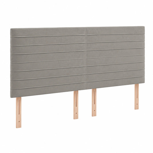 Cabecero de Cama Tapizado Terciopelo Gris Claro 200x5x118/128 cm