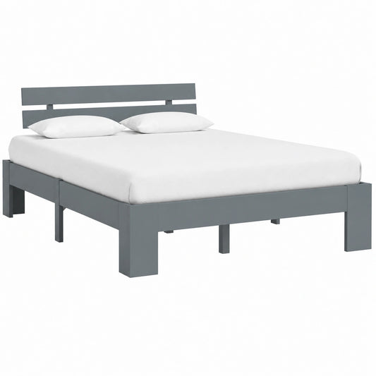 Cama de Madera Maciza de Pino Gris 140x200 cm con Somier - Estilo Moderno para Dormitorio