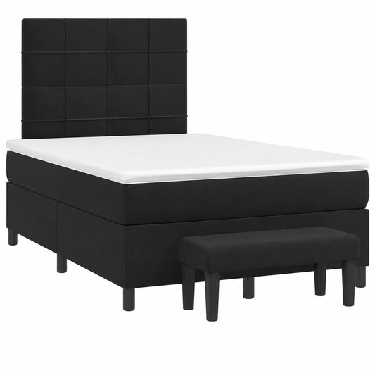 Cama Individual Moderna de Terciopelo con Somier y Colchón 120x190 cm