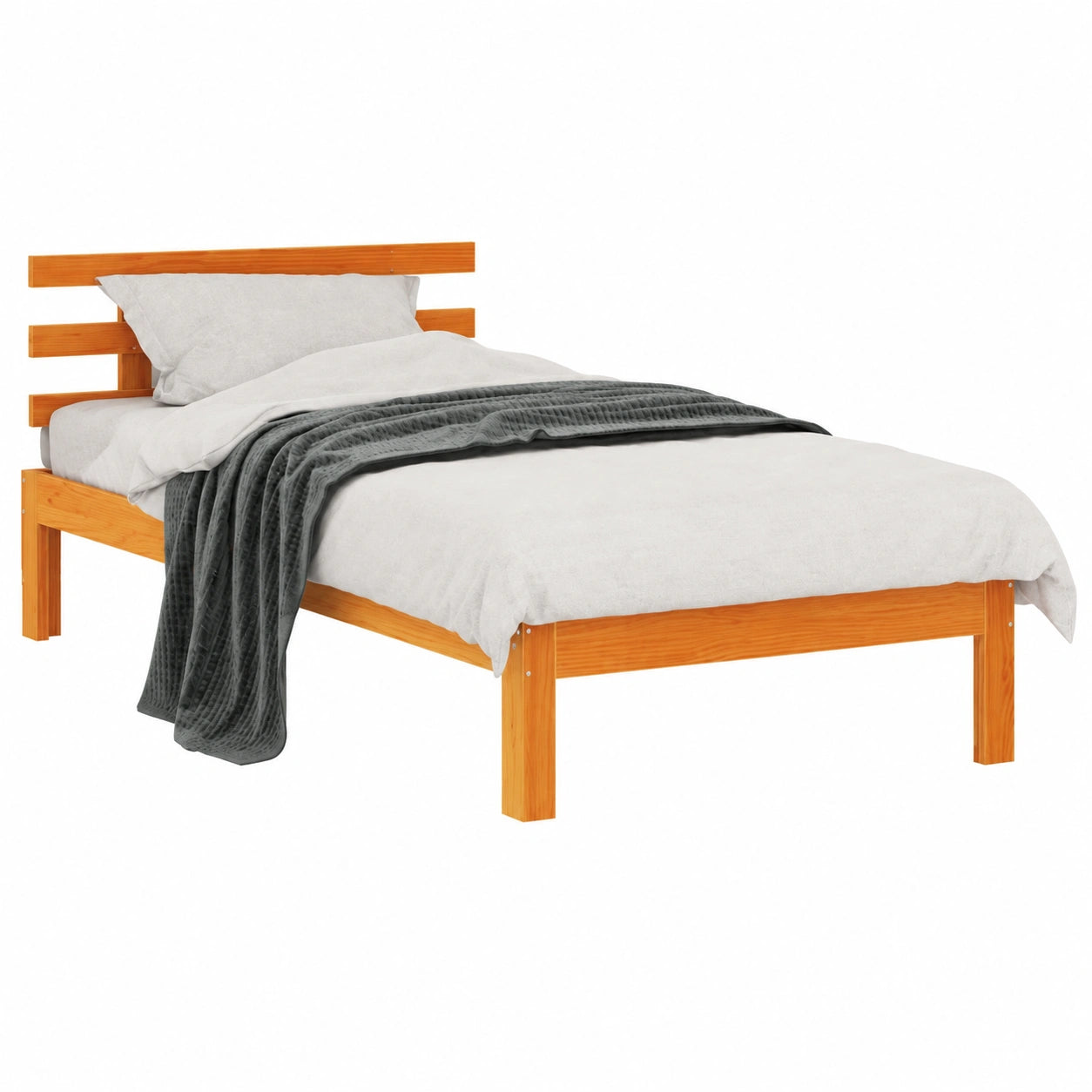 Estructura de cama de pino macizo 100x200 cm, sin colchón