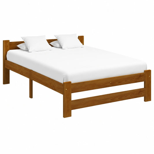 Cama de Matrimonio Marrón de Pino Macizo 160x200 cm Homgoday