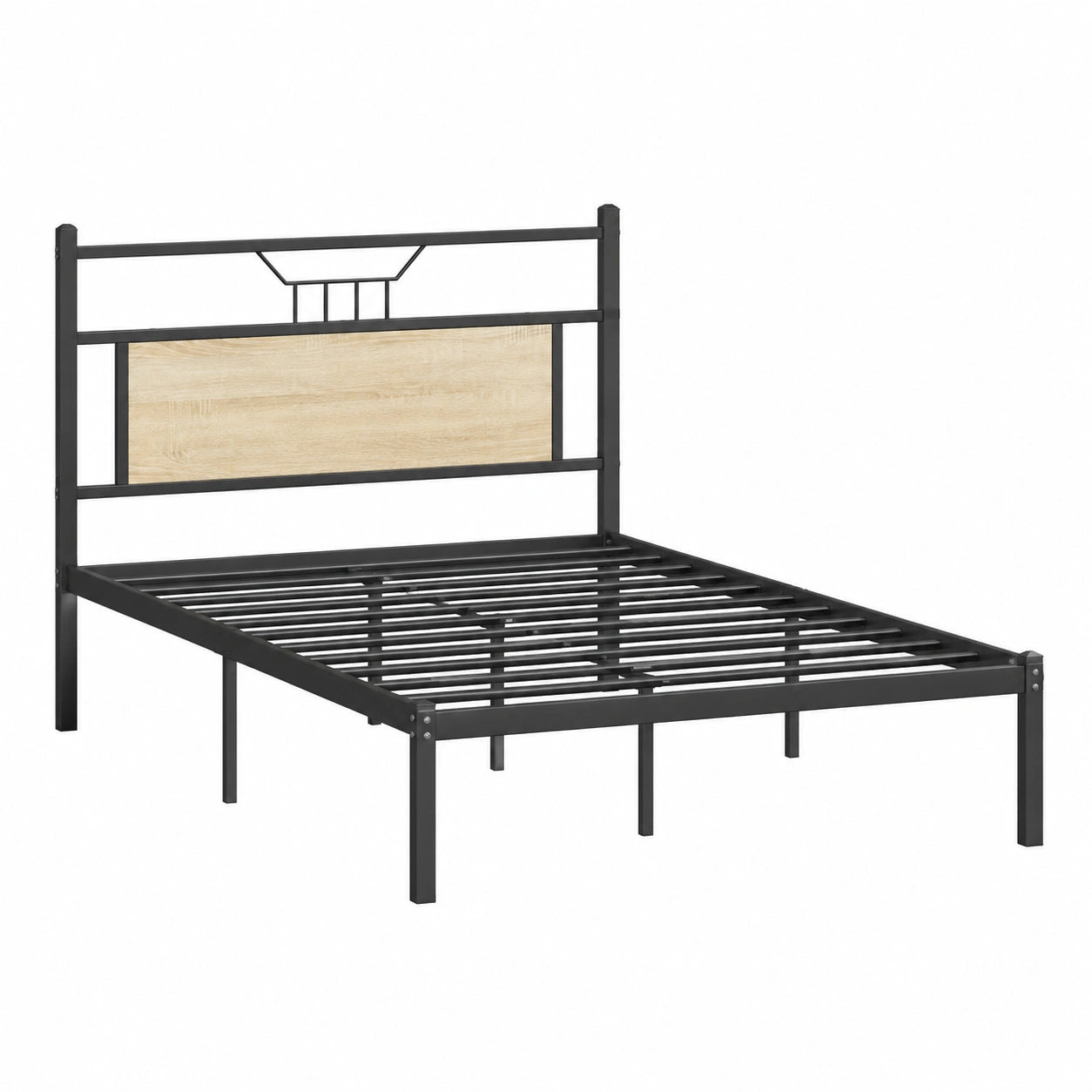 Estructura de cama moderna de roble sonoma 100 x 190 cm, fácil montaje, incluye cabecera