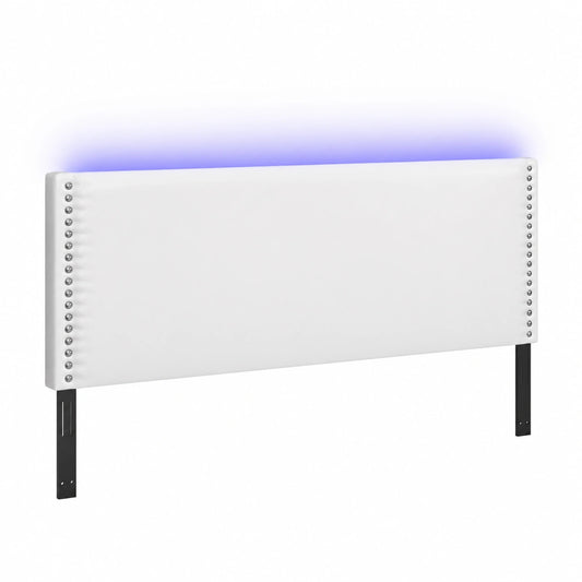 Cabecero de Cama LED Moderno de Cuero Sintético Blanco 100x5x78/88 cm