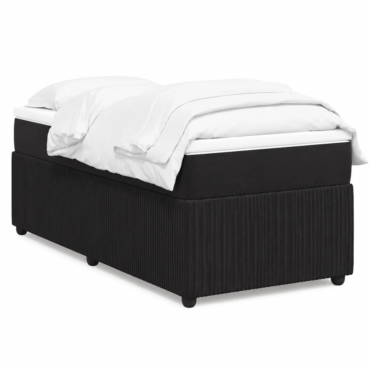 Cama Individual de Terciopelo Negro 100x200 cm con Somier Clásico