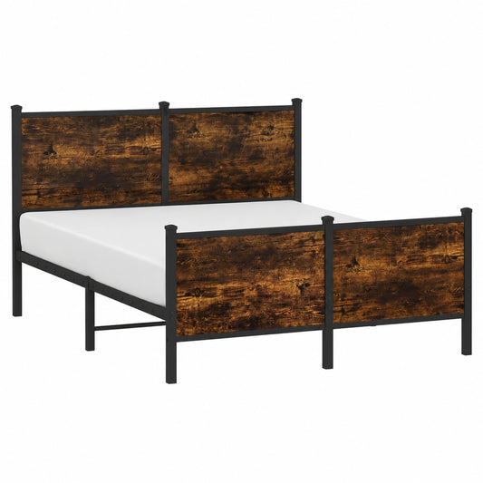 Estructura de Cama de Metal en Roble Ahumado 140x190cm para Dormitorio
