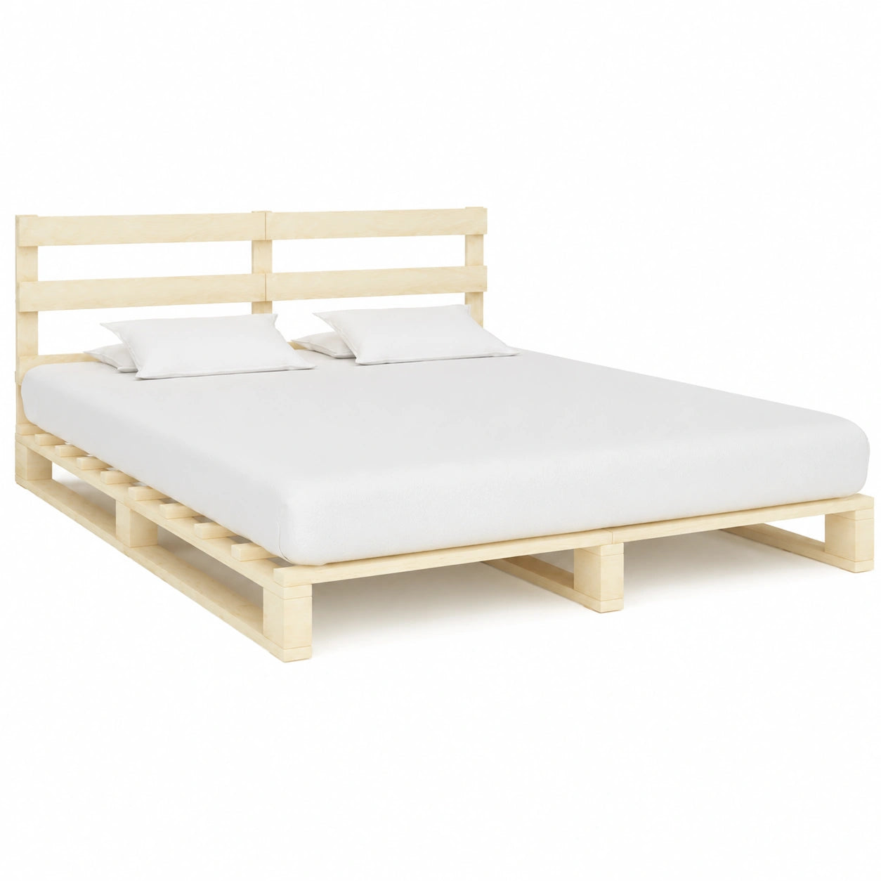Somier de Madera Maciza de Pino 200x200 cm con Lamas para Cama Doble