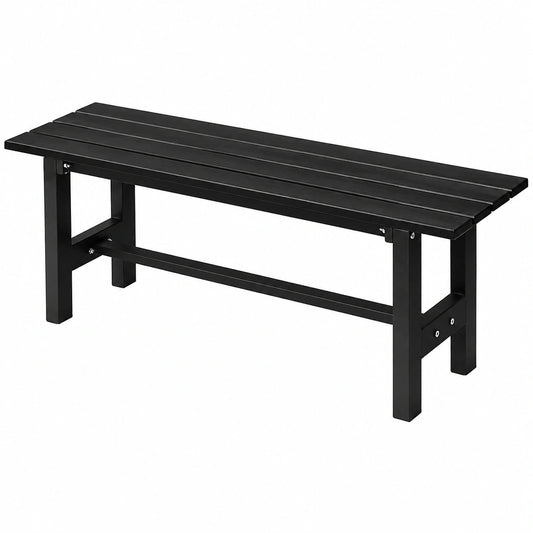 Banco de Jardín de 2 Plazas de Metal Revestido, 120x36x40,5 cm, Soporta 300 kg, para Exterior e Interior, Color Negro