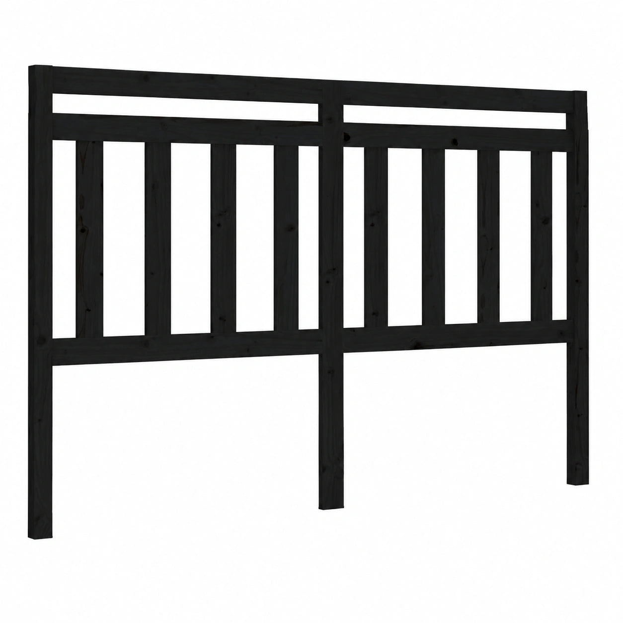 Cabecero Negro de Madera de Pino para Dormitorio 166x4x100 cm