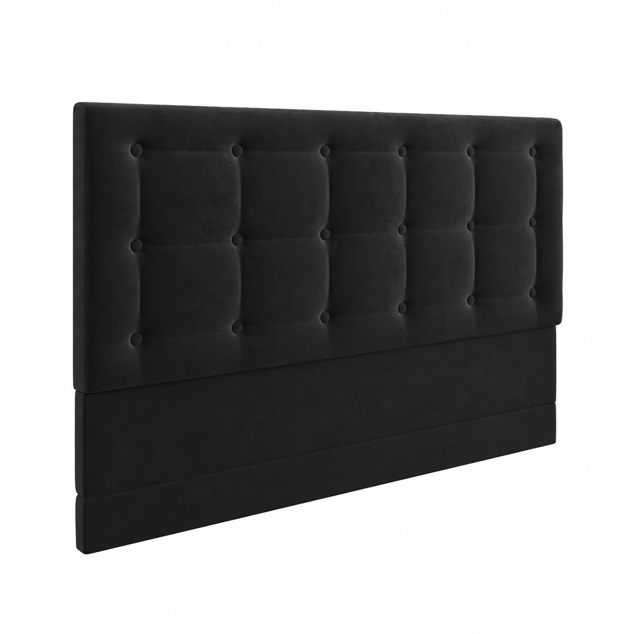 Cabecero de Cama con Luces LED, Tapizado en Terciopelo Negro, Panel de Pared Ajustable
