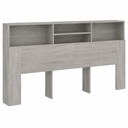 Estante Cabecero con Almacenaje para Dormitorio, Gris Sonoma, 200x19x103,5 cm