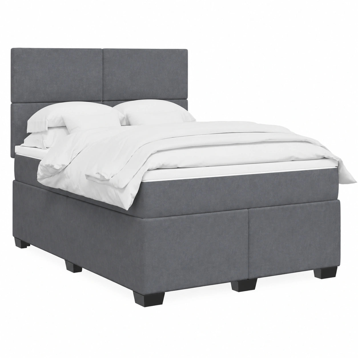 Cama Individual de Terciopelo Gris Oscuro 140 x 190 cm con Colchón