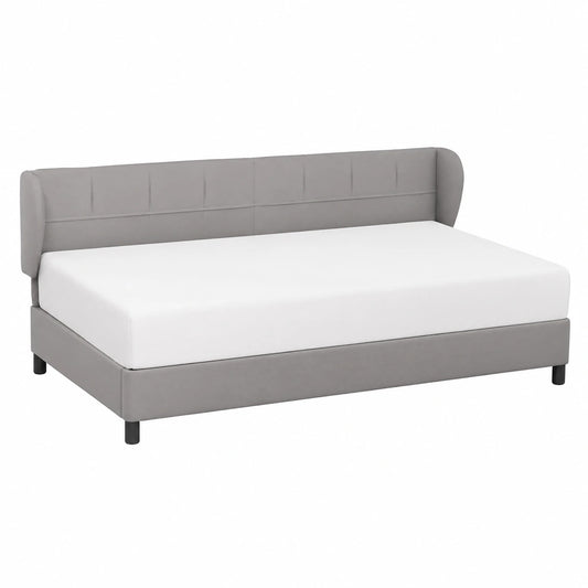 Cabecero Moderno de Tela Gris Claro para Cama 163x23x78/88 cm