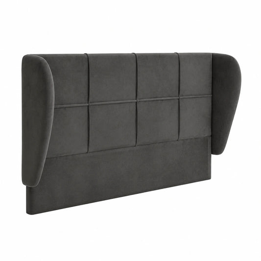 Cabecero de Terciopelo Gris Oscuro para Cama 103x23x78/88 cm