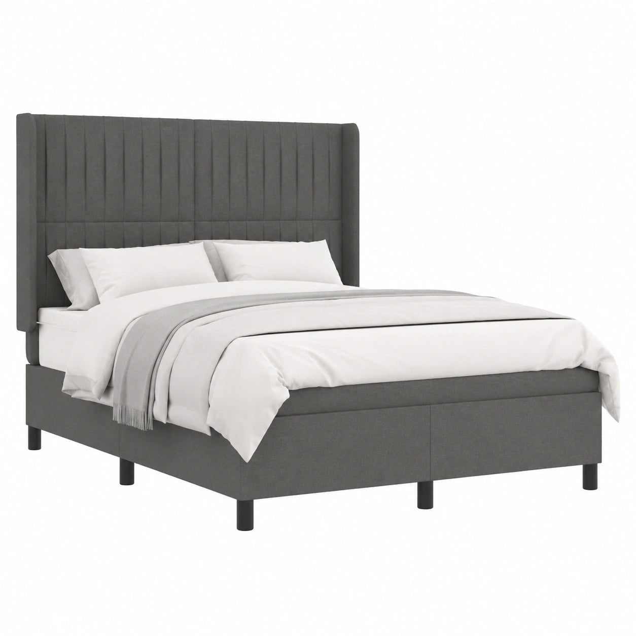 Cama de muelles gris oscuro 140x200 cm con colchón incluido
