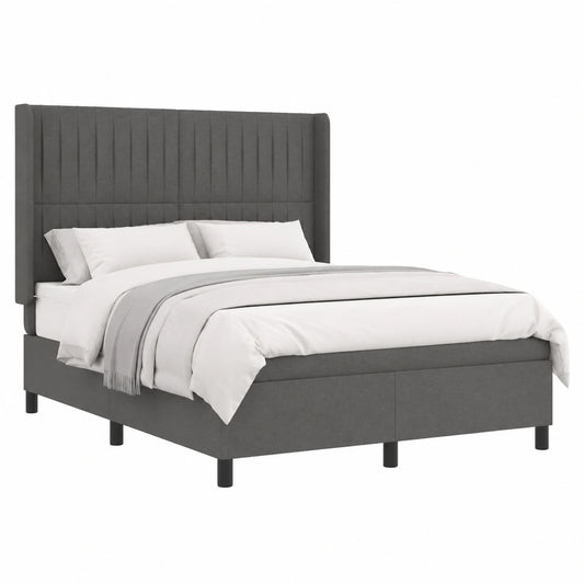 Cama de muelles gris oscuro 140x200 cm con colchón incluido